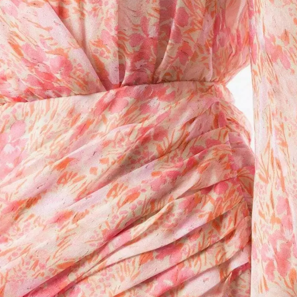 GiAMBATTiSTA VALLi Floral Silk Ruched Dress 38/2 - Picture 6 of 13